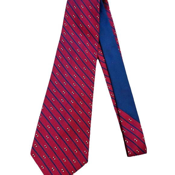 NEW TOMMY HILFIGER Silk Tie Dots Classic Red Blue Solid Tail Preppy Y2K 90s $65 - Picture 1 of 10